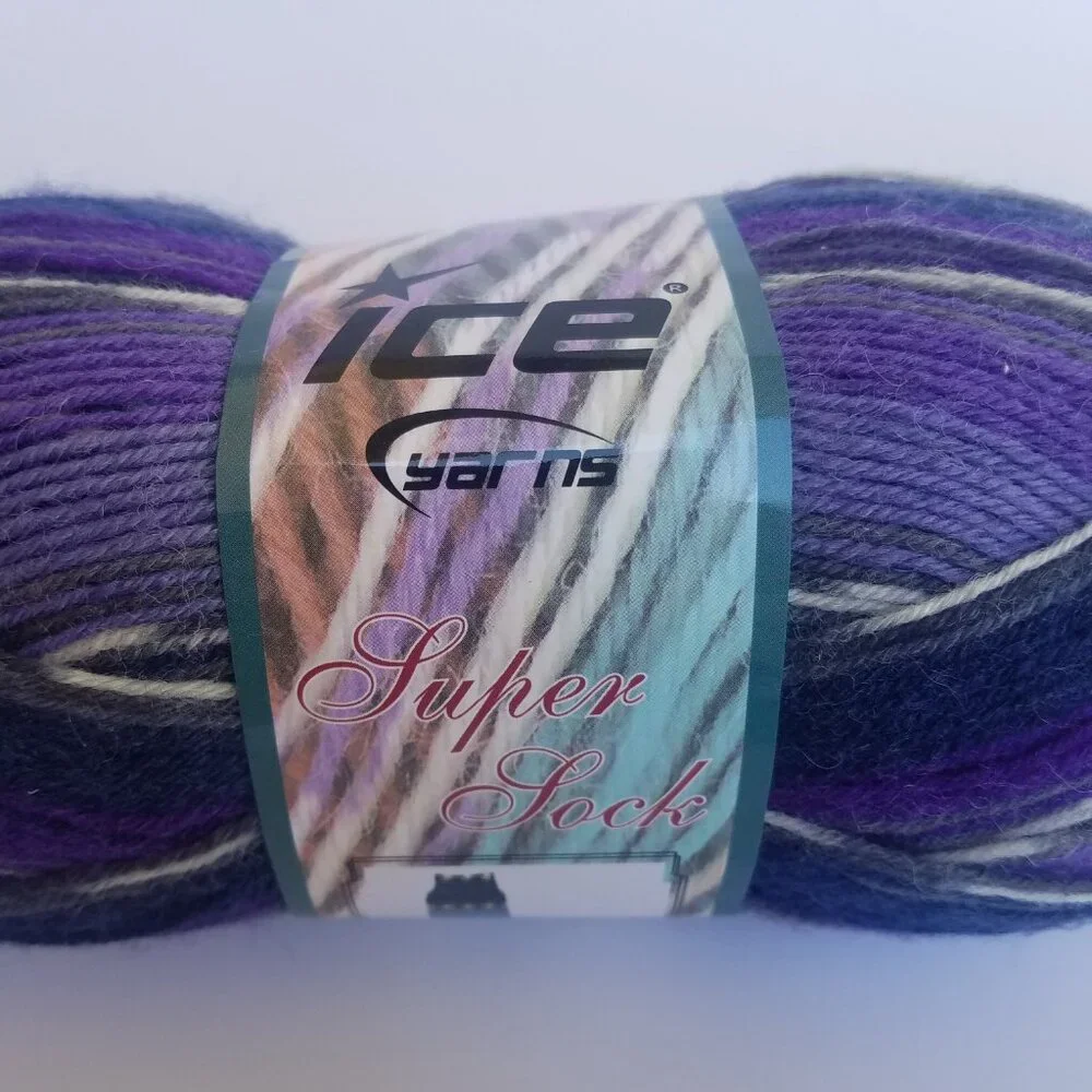 4-pack Ice Yarns Super Sock in Purple Shades Grey 4 skeins of yarn